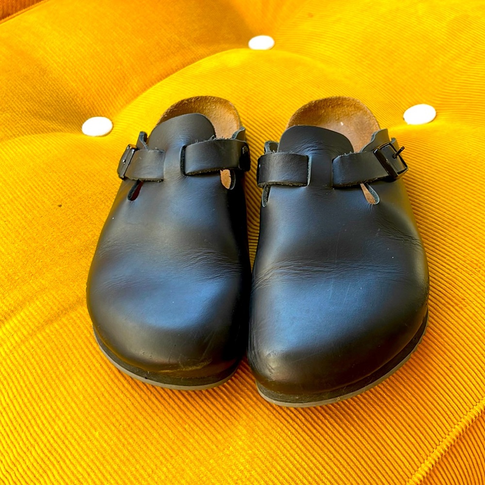 Birkenstock Tokyo Super Grip Leather Boston Clog Black Size 39